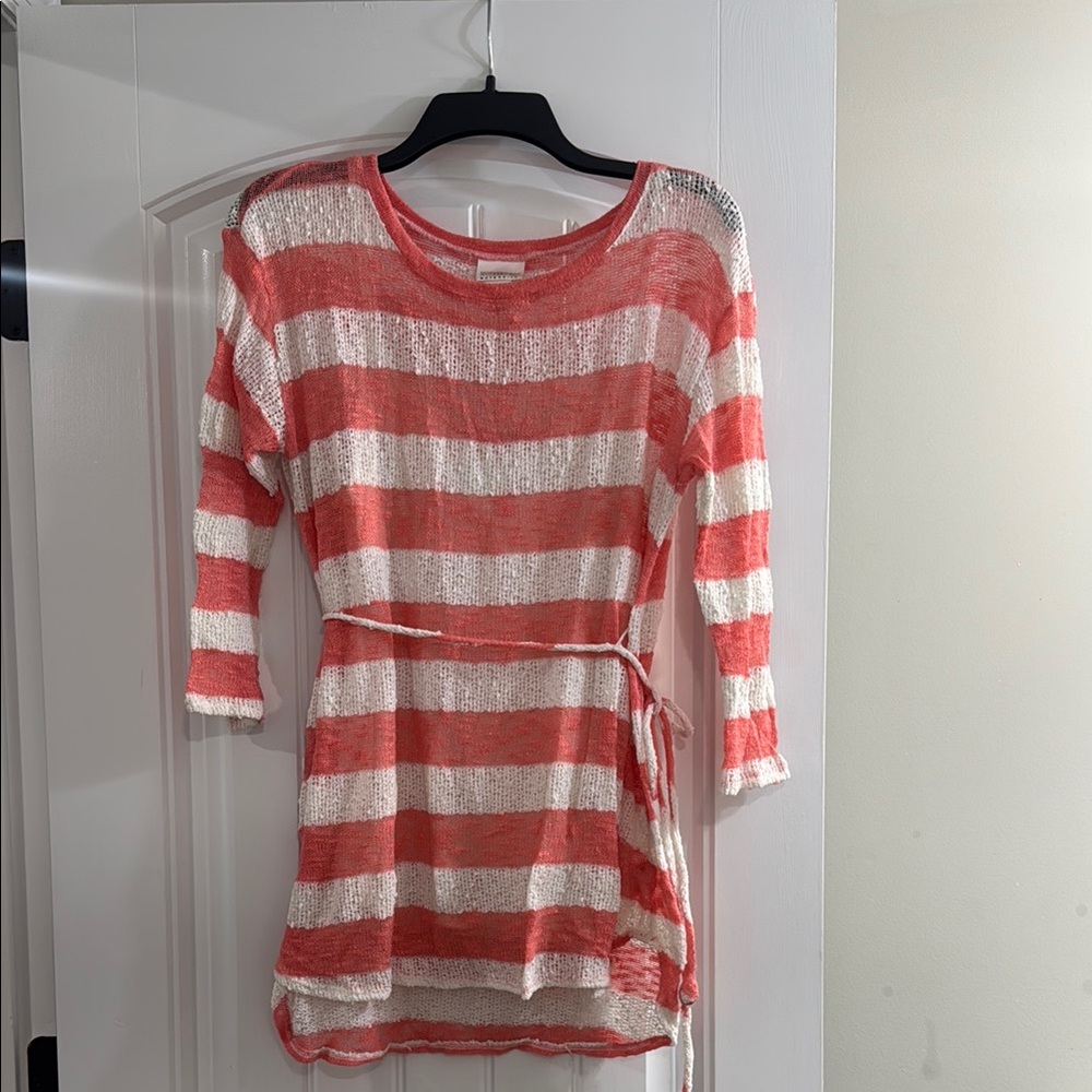 Motherhood Maternity Striped Coral and White Knit Top